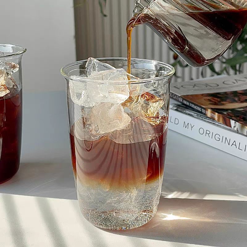 Simple household high borosilicate glass coffee cup, cold drink cup, large-capacity breakfast milk and juice water cup, transparent water cup Specification drawing