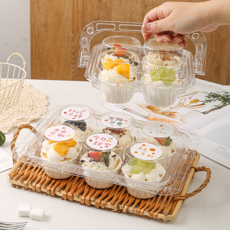 Hand-held cupcake packaging box, plate tart, egg tart, Western pastry, disposable transparent picnic baking box, packing box details Picture