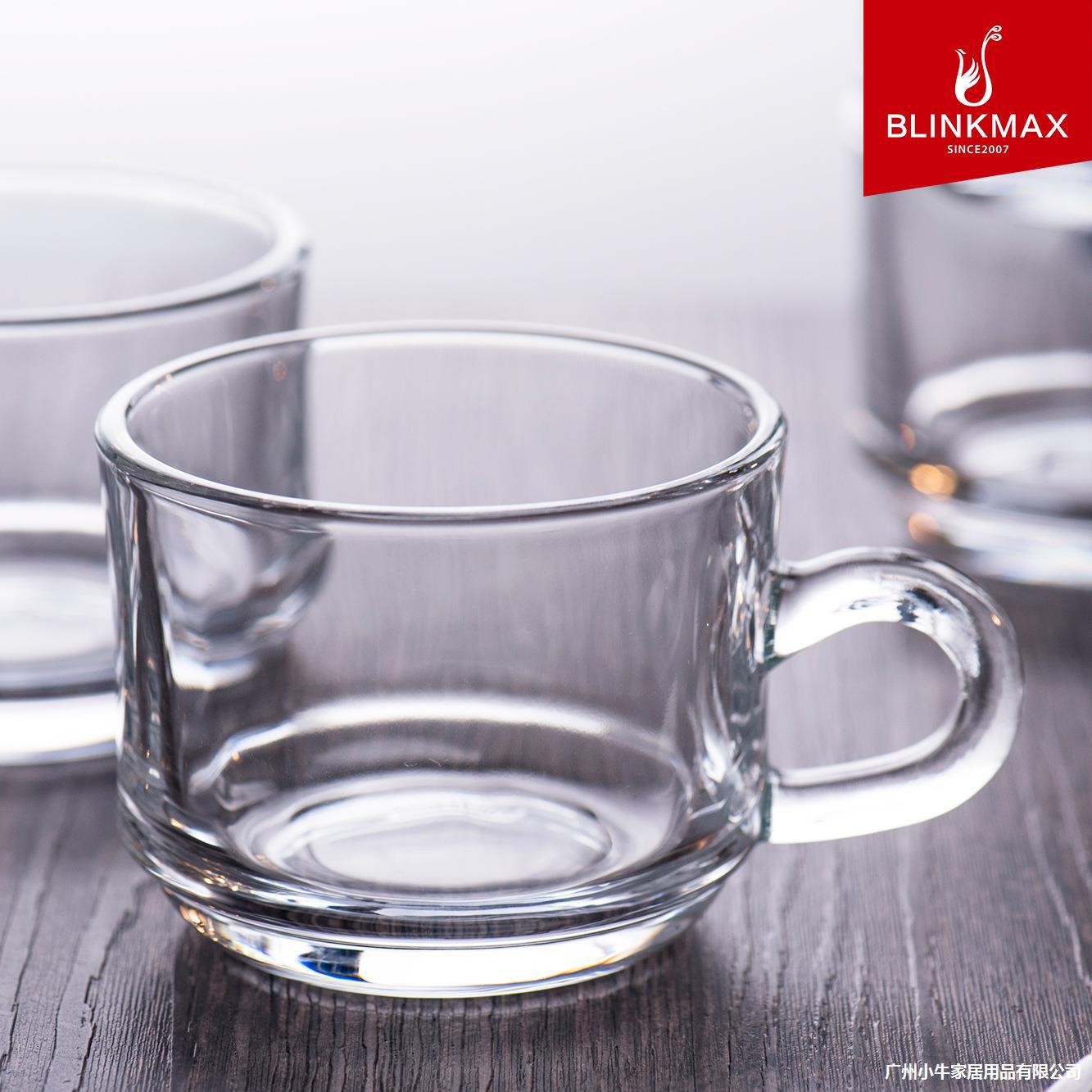 Wholesale of cross-border export small handle cups, thickened heat-resistant flower tea cups, beverage cups, milk cups, water cups with handles, and glass cups Specification drawing