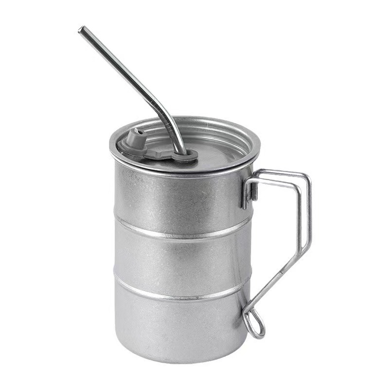 Cross-border stainless steel coffee cups, high-temperature resistant, frosted, retro aged mugs, two-piece set, commercial creative picnic cups Item Picture