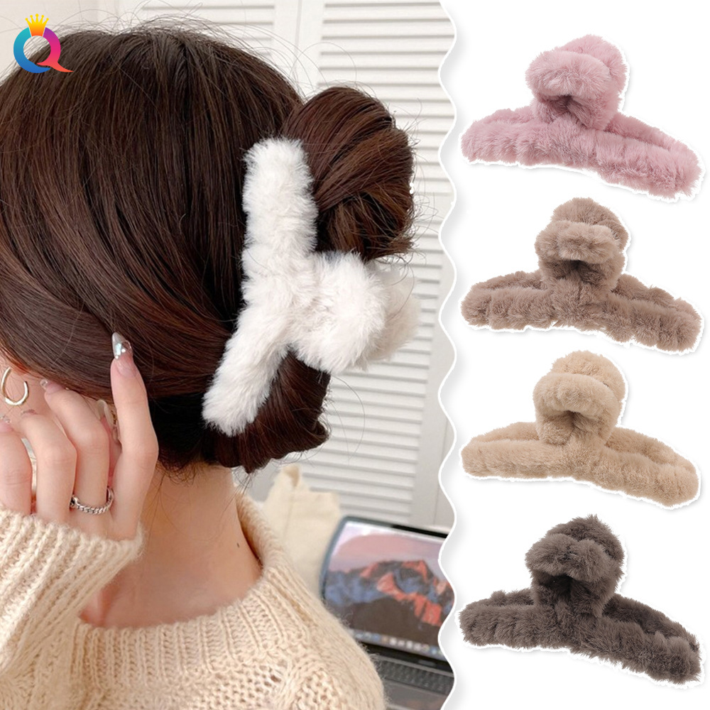 Qiyue Cross-border Plush Grabbers, large plush hair clips, updo hair shark clips, women's hair grabbers, headwear and hair accessories wholesale details Picture