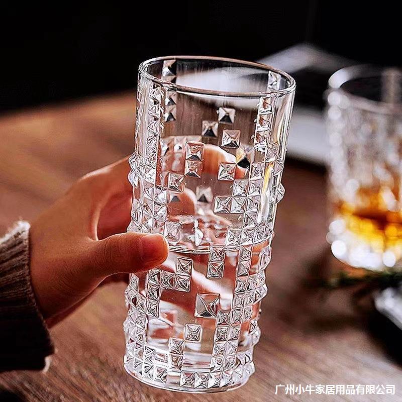 Rivet embossed whisky glasses, creative diamond foreign wine glasses, thickened retro whisky glasses for bars and KTVS wholesale details Picture