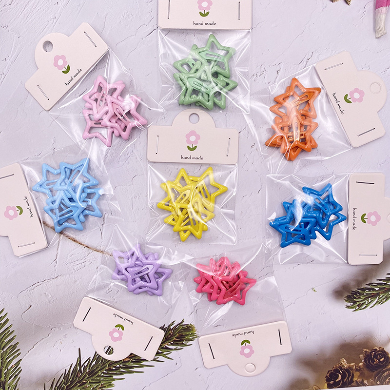 Star hair clips, children's broken hair clips, side bangs clips, five-pointed star, candy-colored dopamine hair accessories, headwear, small accessories details Picture