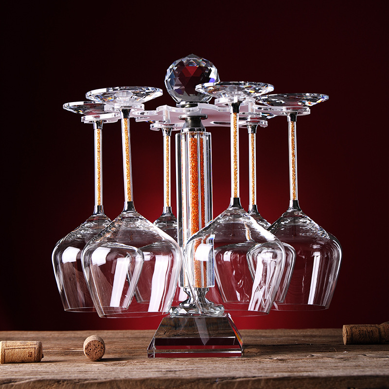 Crystal glass wine glasses, diamond Burgundy wine glasses, champagne glasses, wine set, highball glasses with LOGO printing Specification drawing