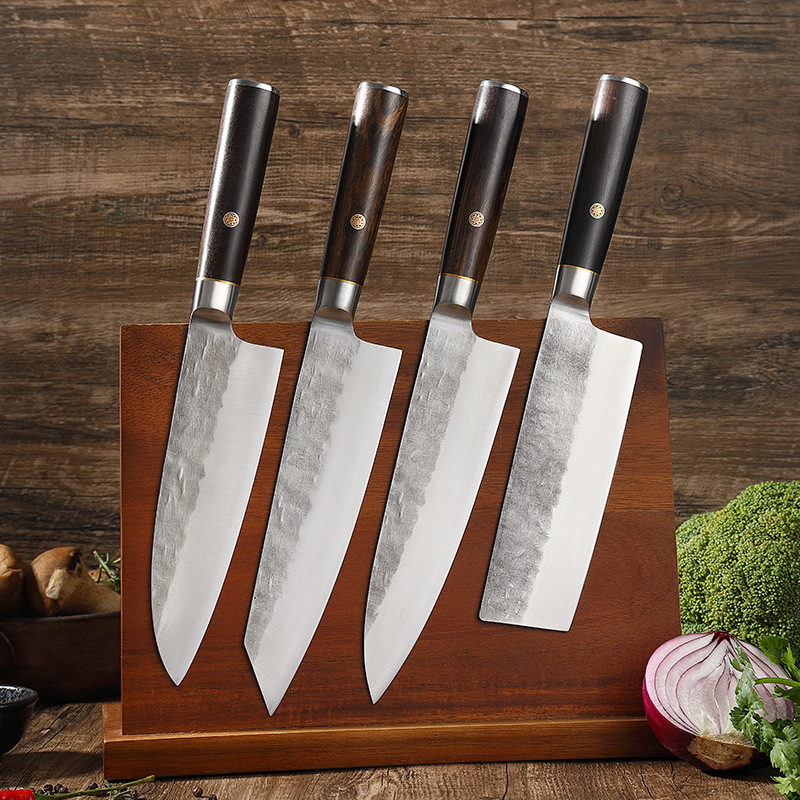 Cross-border export chef knives, hand-forged stainless steel kitchen knives, solid wood hand-handled clam blades, meat cutting knives in stock full figure