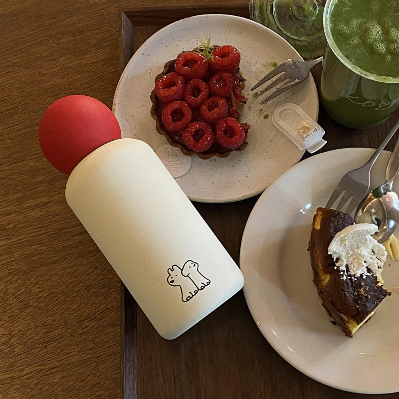 Self-made New Year red nose 316 stainless steel insulated cup, bright red portable water cup for car, 350ml travel cup details Picture