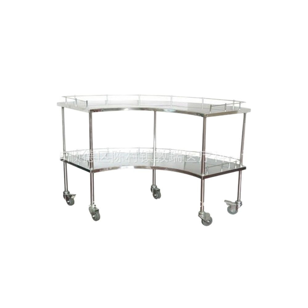 Factory direct sales and wholesale of double-layer metal trolleys and multi-layer fan-shaped small trolleys with casters for hospital use Item Picture