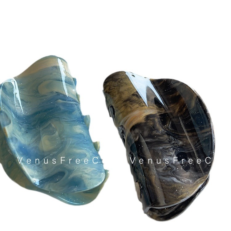 New 2025 ink black, gold and blue starry sky oil painting artistic hair gripper, hair clip, shark clip, back head hair clip Item Picture