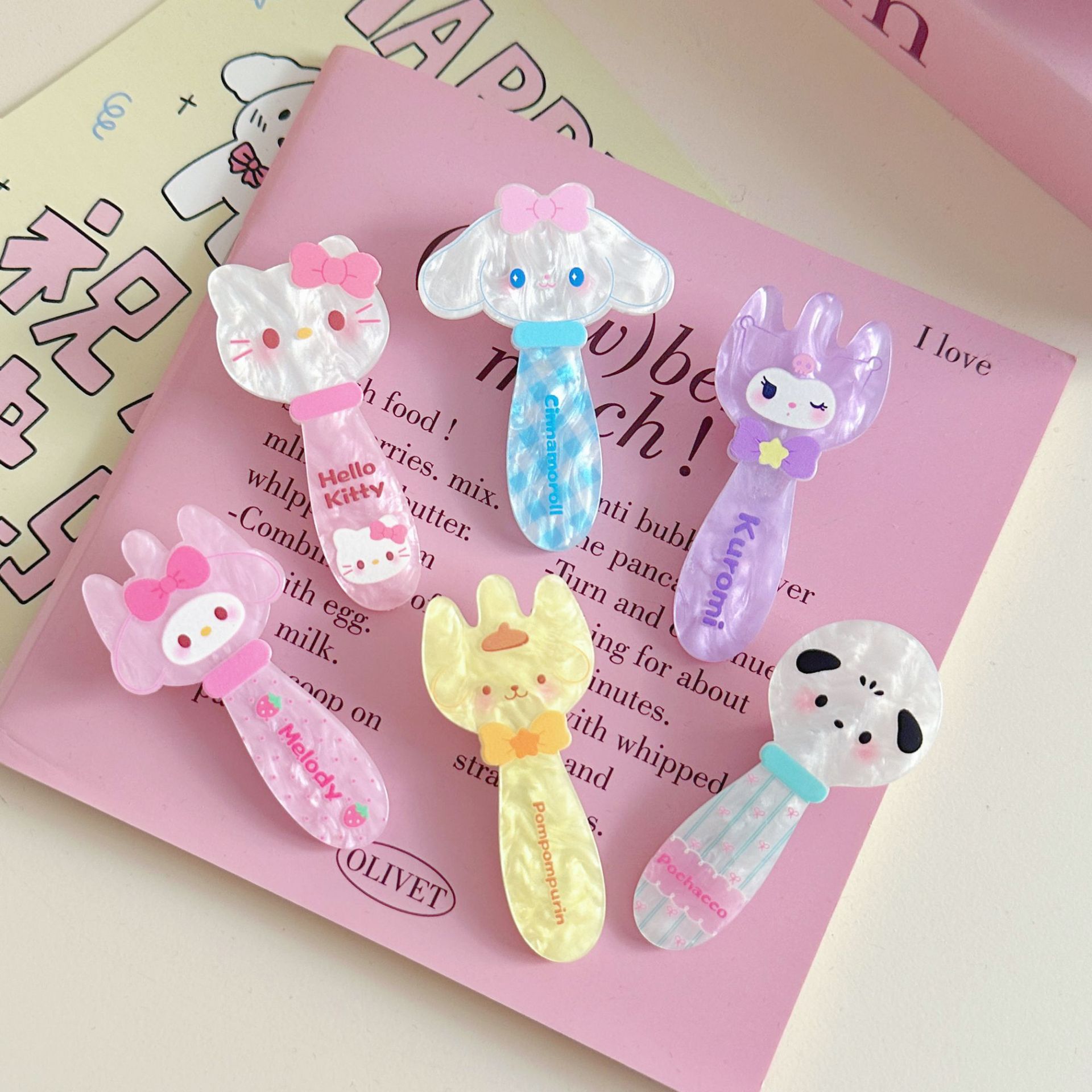 Sanrio acrylic hair clips, cartoon and cute, cute girl's forehead bangs clips, side clips, hair clips, female hair clips full figure