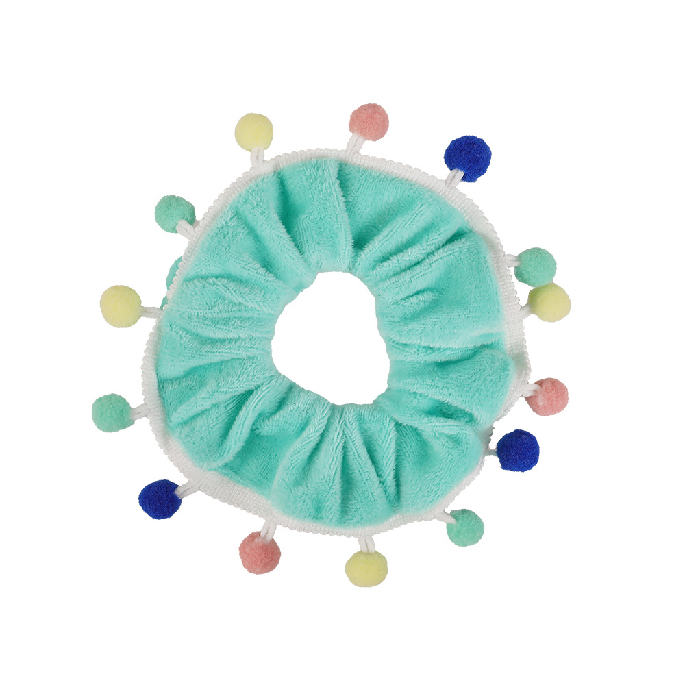 Wholesale of new Qiyue Cross-border pig large Intestine hair bands, colorful pom-pom plush hair bands, and fluffy large intestine hair accessories Item Picture