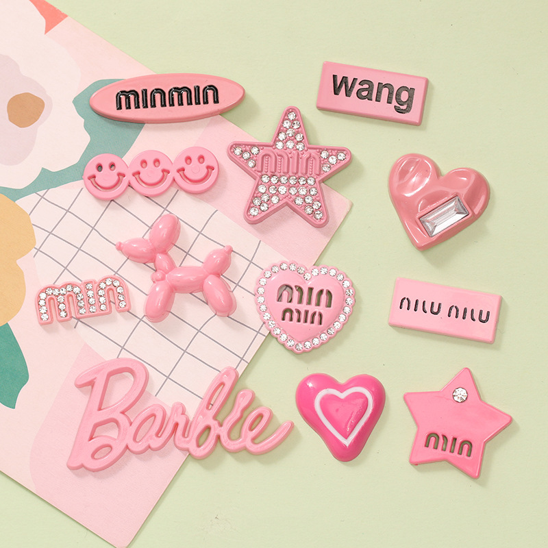 Sweet and cool girl heart five-pointed star resin accessories, high-end InS-style rose pink jewelry accessories, hair clip accessories details Picture