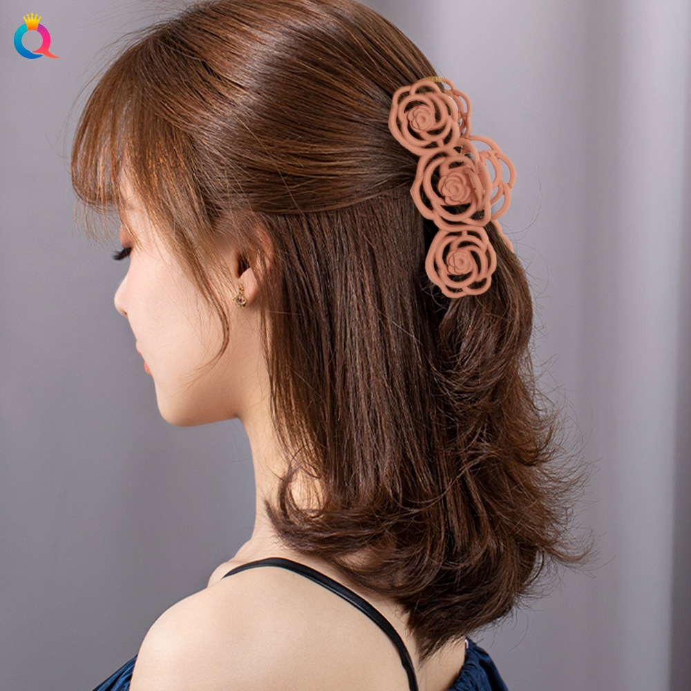 Qiyue Korean-style rose-shaped hair clips, large shark clips, unique back head updo hair clips, claw clips, hair accessories for women details Picture