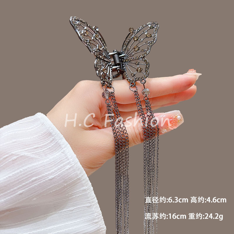 New Chinese-style step, tassel, lily of the valley, double butterfly hairpin, super fairy, back of the head, claw, shark clip headwear Specification drawing