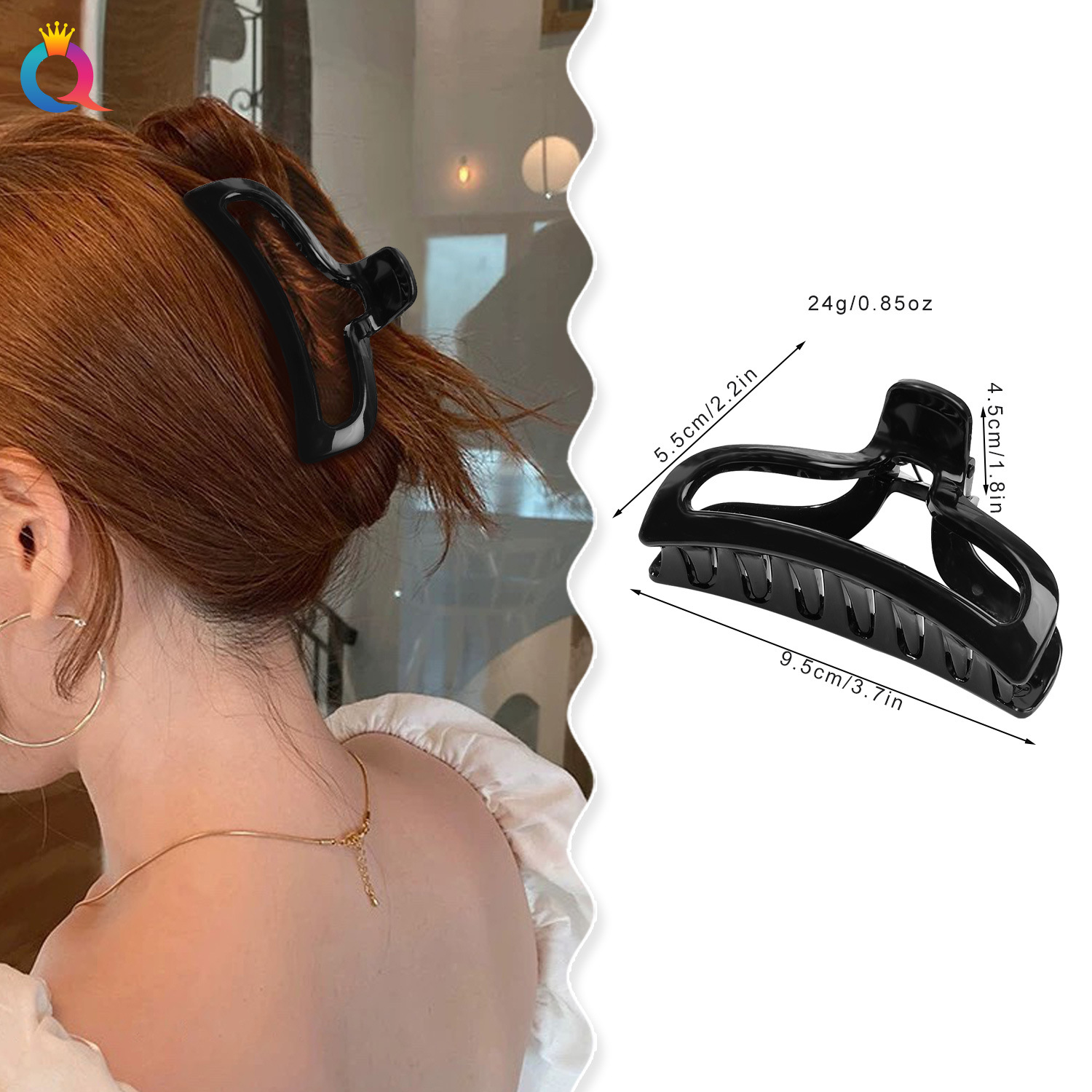 Qiyue Cross-border PC hairpins with a sweet and elegant style, updo hair clips with a high-end feel, amber shark clips, wholesale accessories in Yiwu details Picture