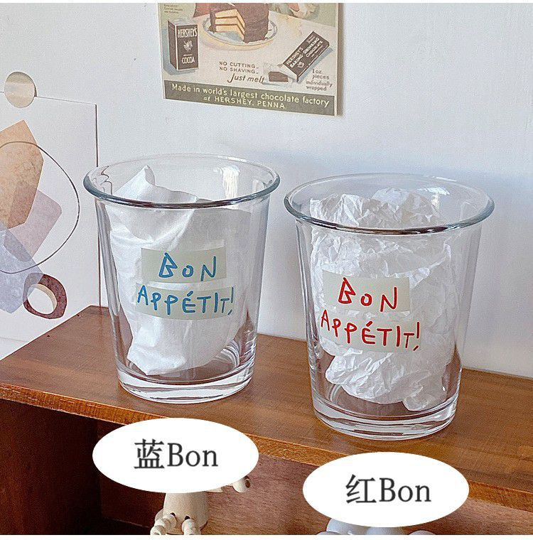 Korean Instagram-style glass cups, coffee lattes, cold brew water cups, home breakfast cups, flip-up milk cups Specification drawing