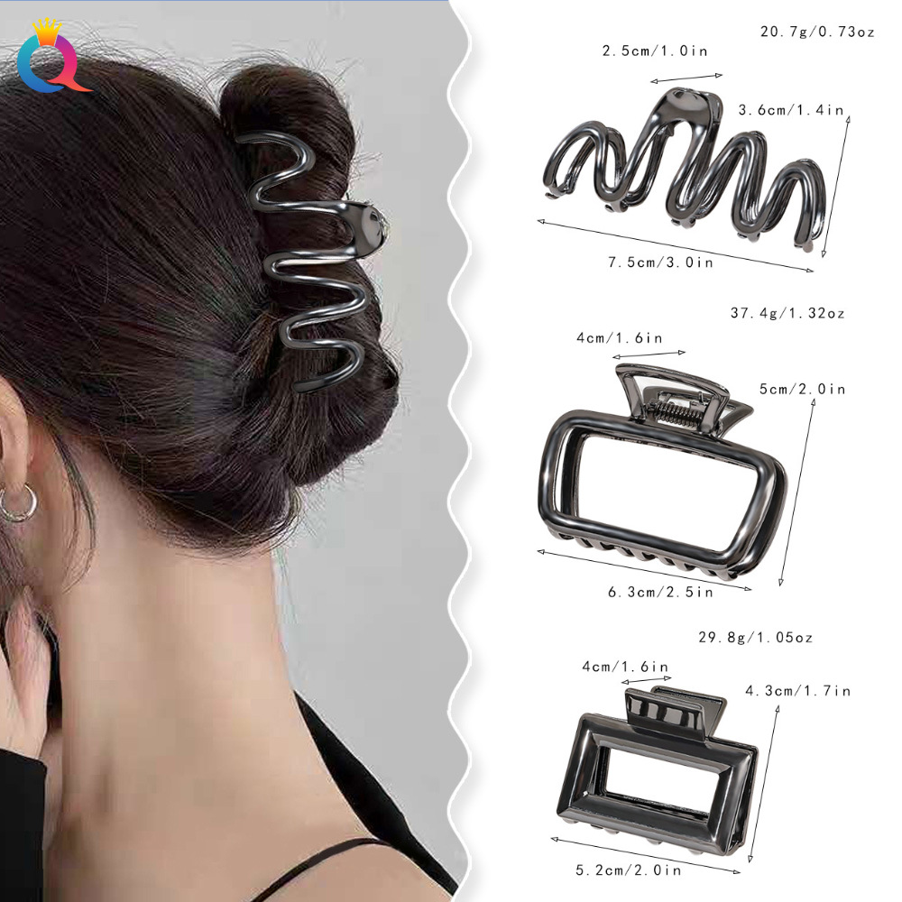 Qiyue metal hair clip, small ponytail grappling clip, shark clip, high-end clip, elegant ponytail hair accessory, headwear for women Specification drawing