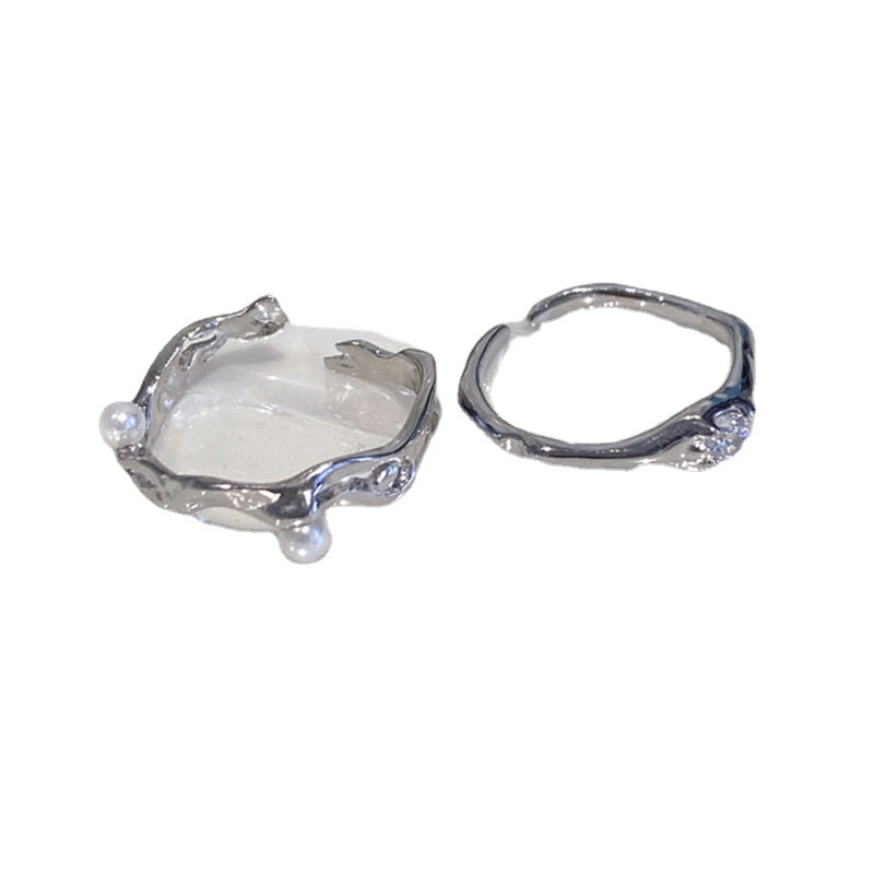 Sweet and cool style, irregular texture, pleated zircon open ring, a niche design for women, with a sense of high-end luxury and individuality Item Picture