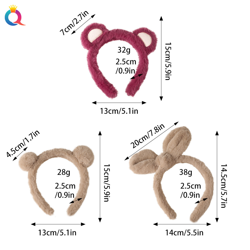 Qiyue Cross-border Autumn and Winter Bear High Skull Top plush Hair Band for Women, simple and high-end facial makeup headband and hair accessory wholesale Application Scenario