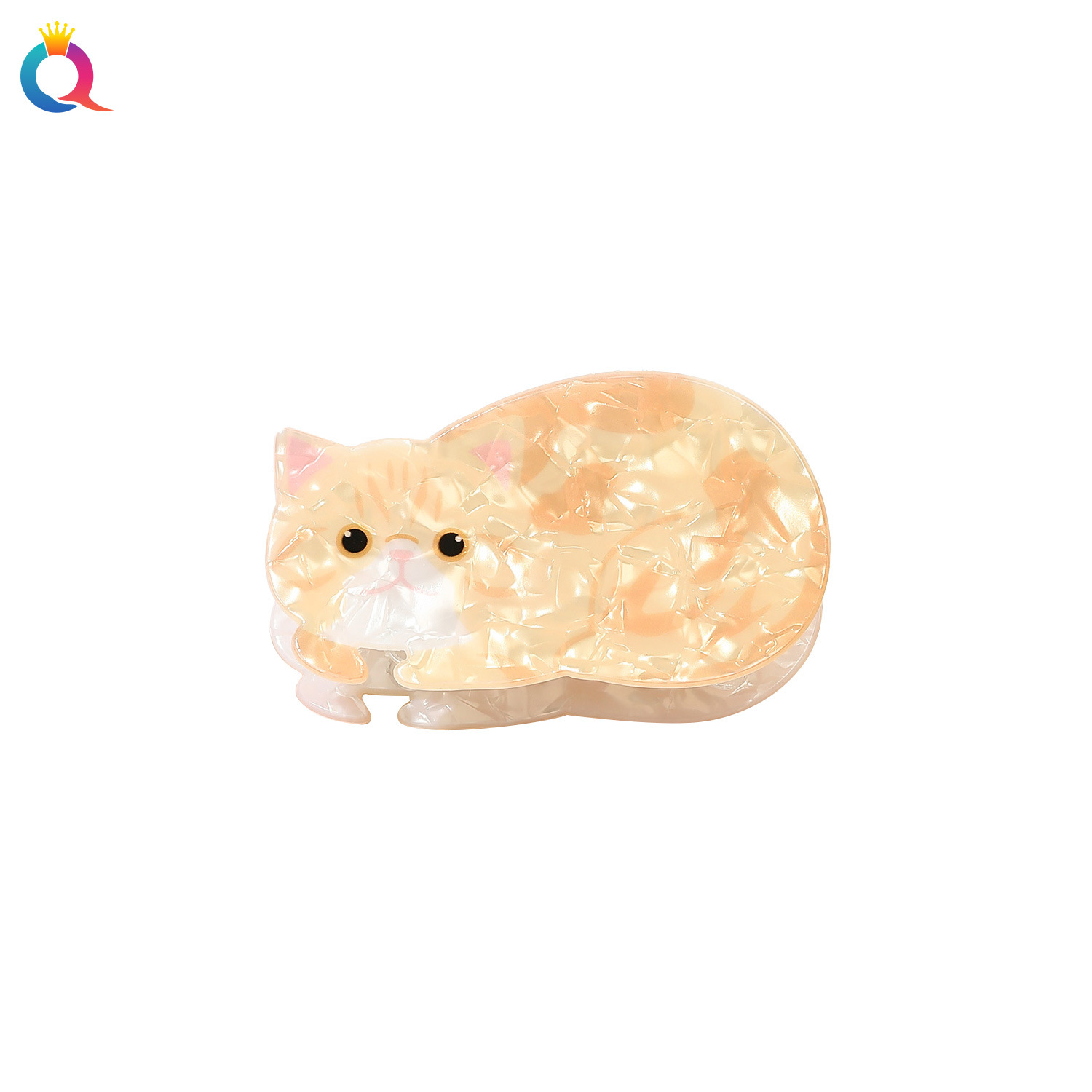Qiyue Cross-border Cute Kitten hair clip, high-end acrylic hair bun shark clip, Yiwu hair accessory grab clip wholesale Item Picture