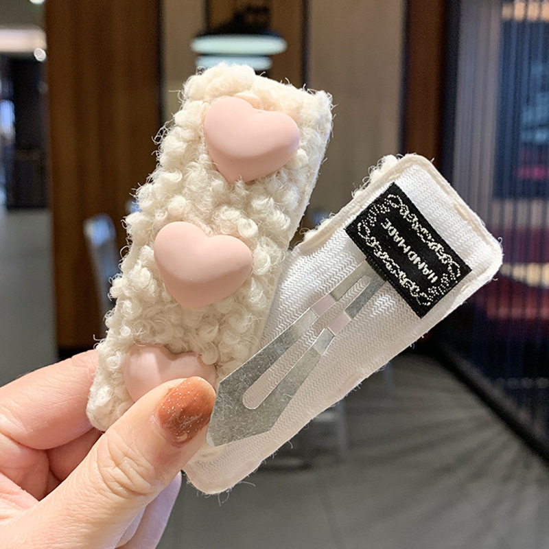 Lambskin autumn and winter hair clips, Korean version of girl student side bangs clips, fluffy hair clips, hairpin clips, headwear Specification drawing
