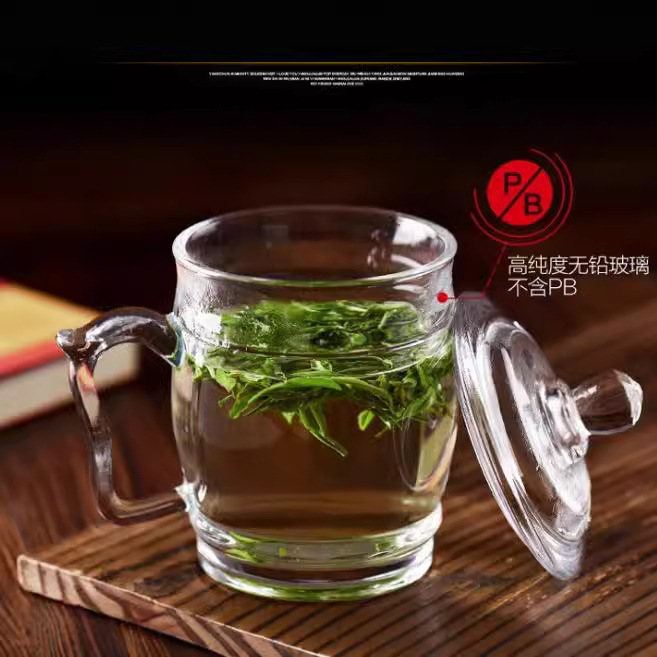 BLinkMax/ Lizun heat-resistant Glass Office thickened covered Water Cup 360ml Glossy Tea Cup LZ0805 Specification drawing