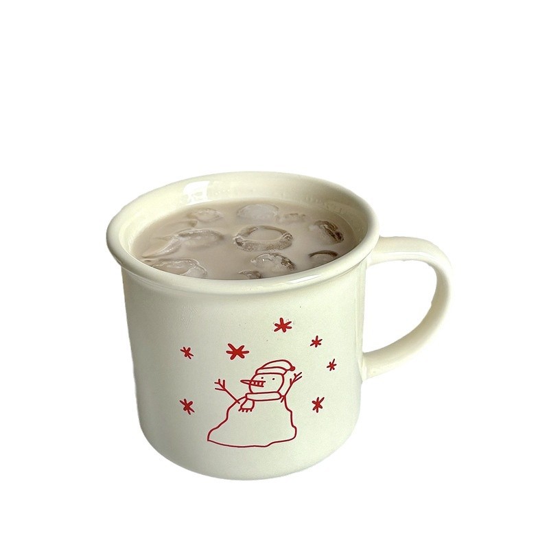 High-quality, simple Christmas snowman ceramic cups, mugs, cartoon coffee cups, couple gifts, water cups, milk cups Item Picture
