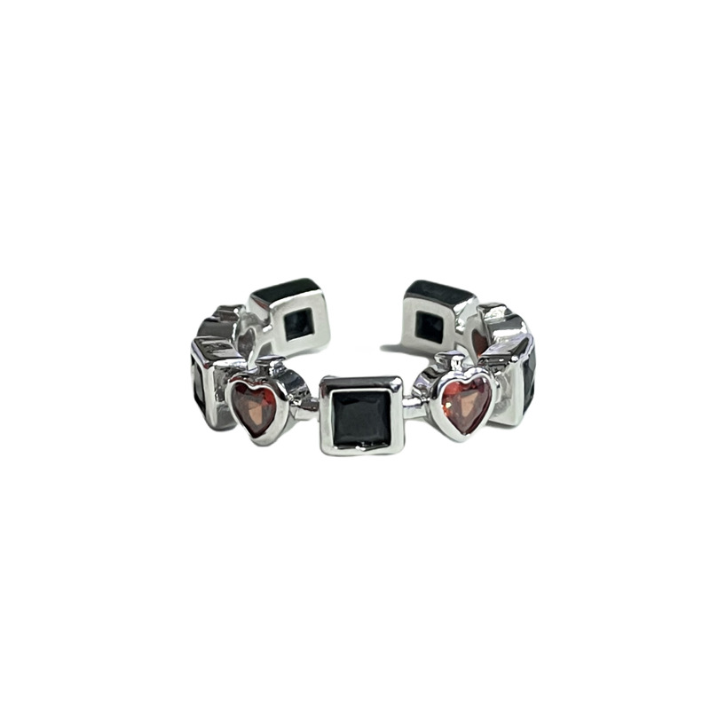 New irregular colored diamond zircon light luxury open ring, a niche design for women, with a cold and unique style, sweet and cool index finger ring Item Picture