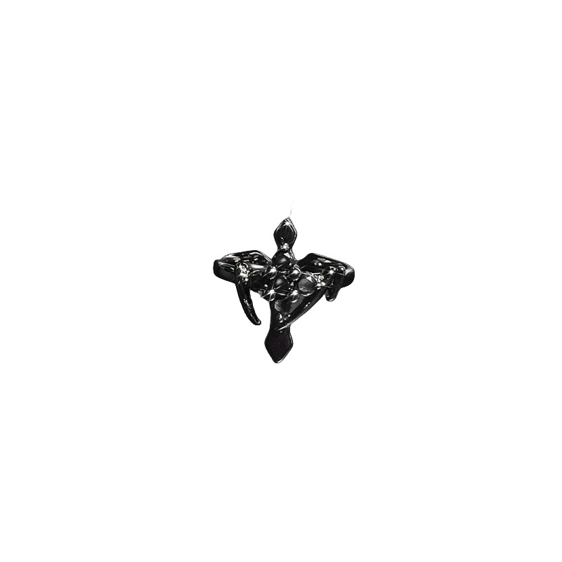 A dark cross-shaped zircon open ring with a European and American style, a cool and fashionable ring for women with a cold personality Item Picture