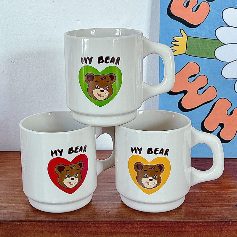 Bolimei Ins-style cute bear ceramic cups, mugs, breakfast milk cups, couple coffee cups, gift water cups Application Scenario