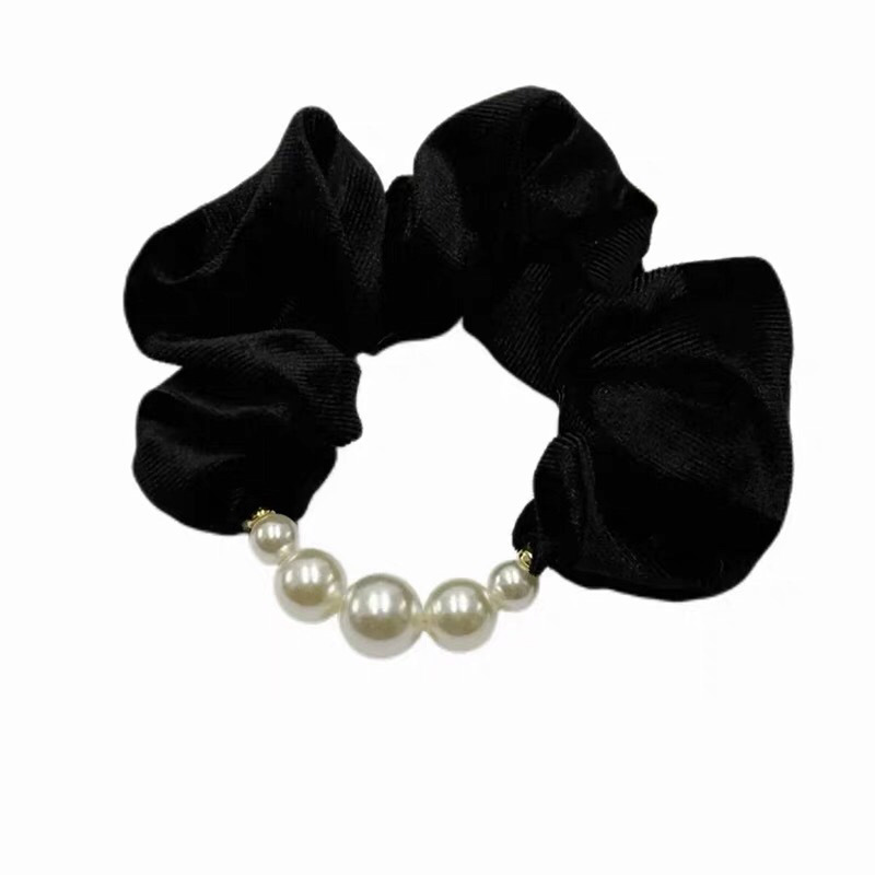 Korean-style bun, velvet beaded hair tie, retro gold style, low ponytail tie, elegant hair tie headwear Specification drawing