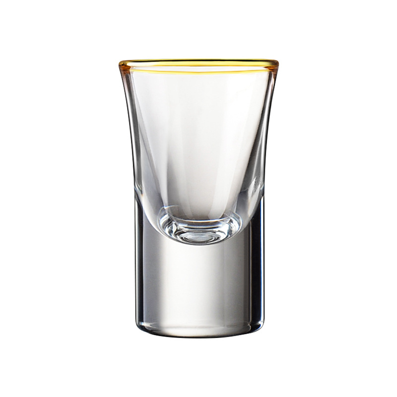 A set of wine utensils, including gold foil white spirit cups, household creative small wine glasses, one-sipped glass wine glasses with gold edges, and gold foil wine distribution jugs Item Picture