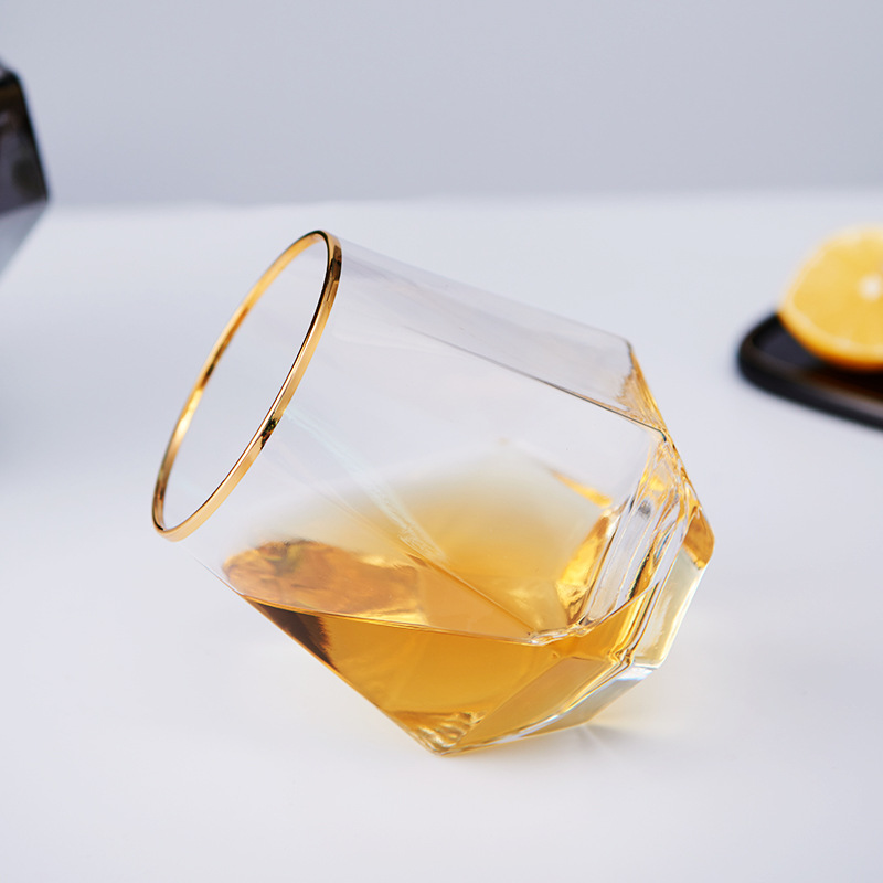 Wholesale of colorful hexagonal glass cups, European whisky wine glasses, household hexagonal transparent juice cups and drinking cups Application Scenario