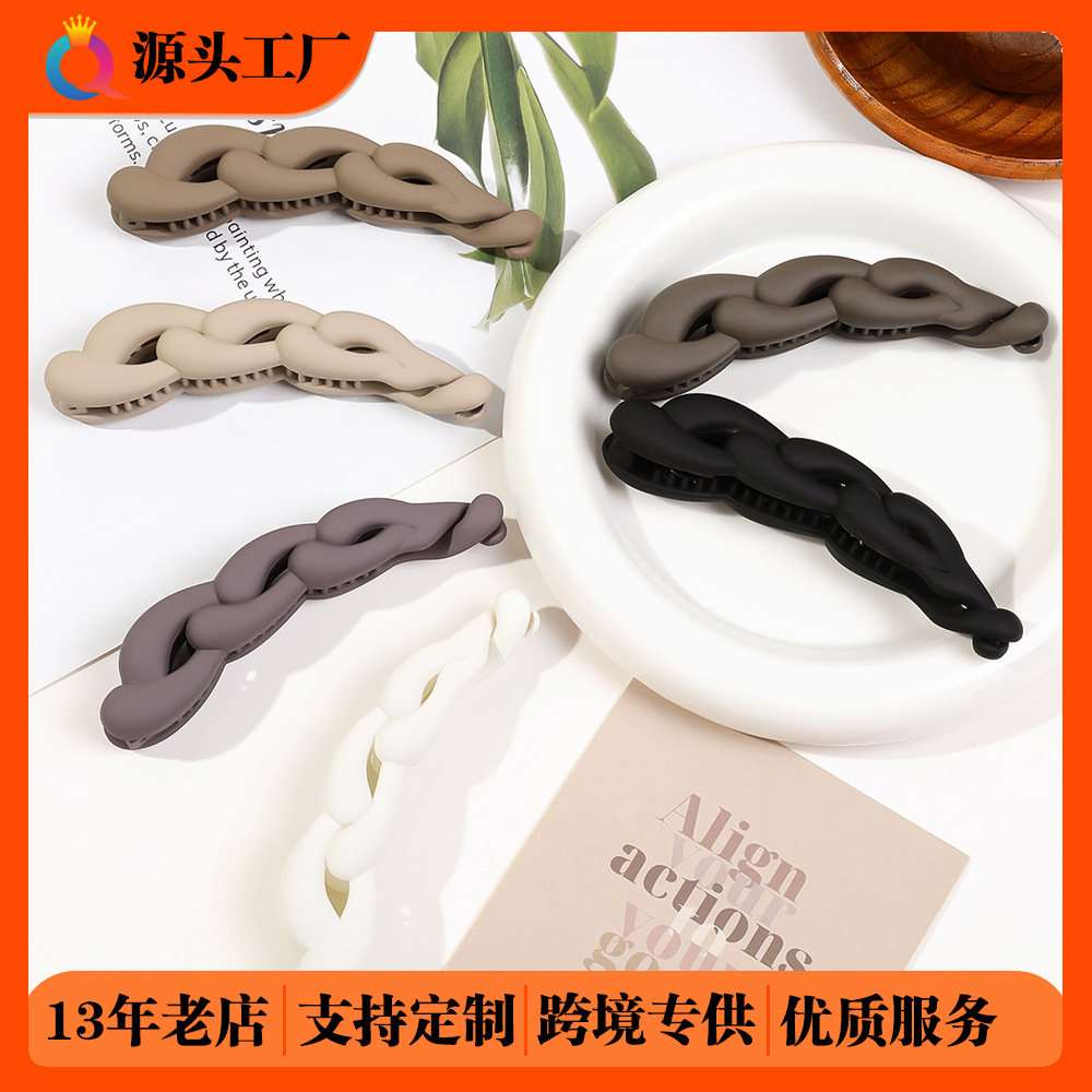 Qiyue Cross-border PC frosted Banana Clip, vertical clip, back of the head, twisted hair clip, updo ponytail clip, children's hair accessory wholesale full figure