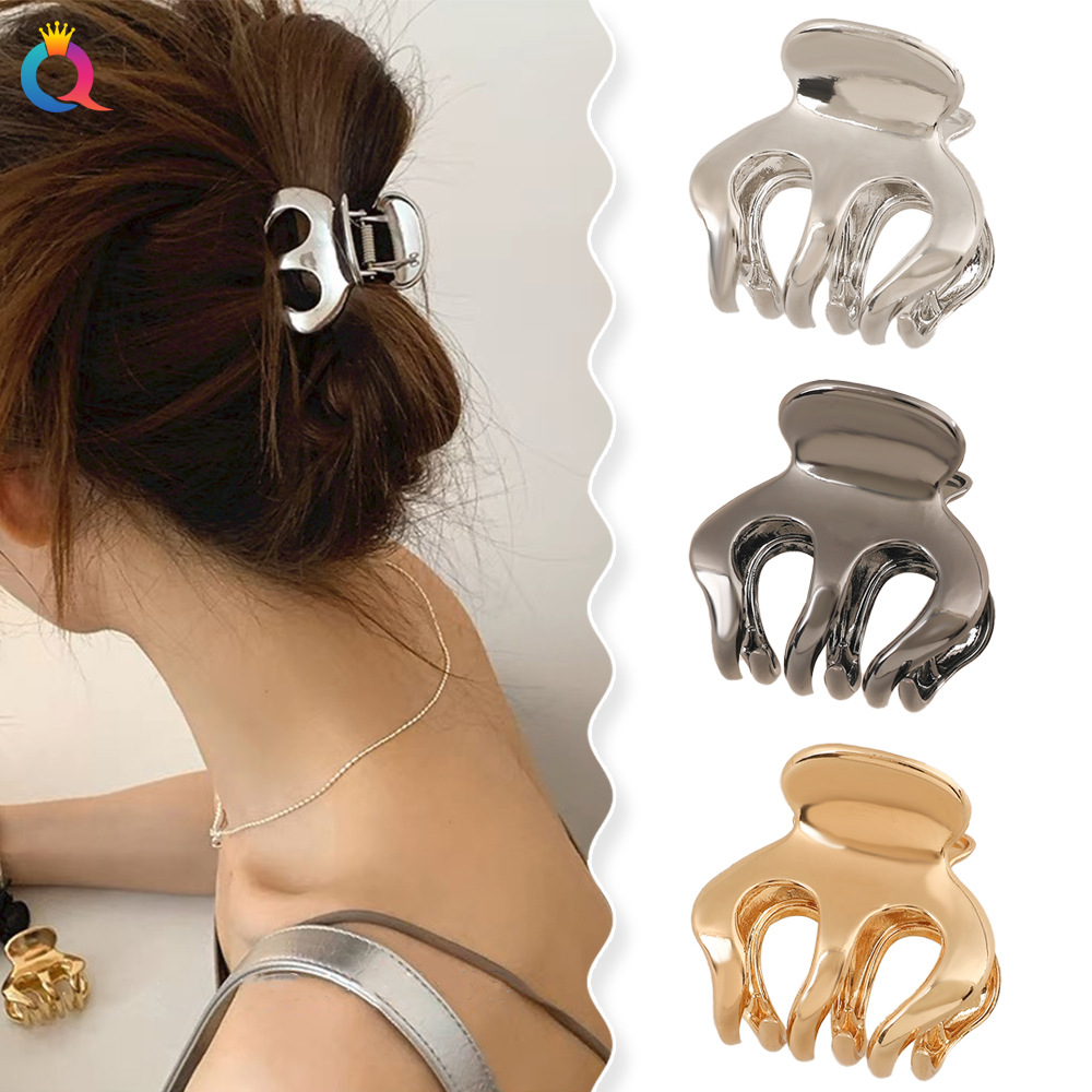 Qiyue Cross-border Metal Pumpkin Grab clip, high ponytail hair clip, back of the head updo, shark clip hair accessory wholesale details Picture