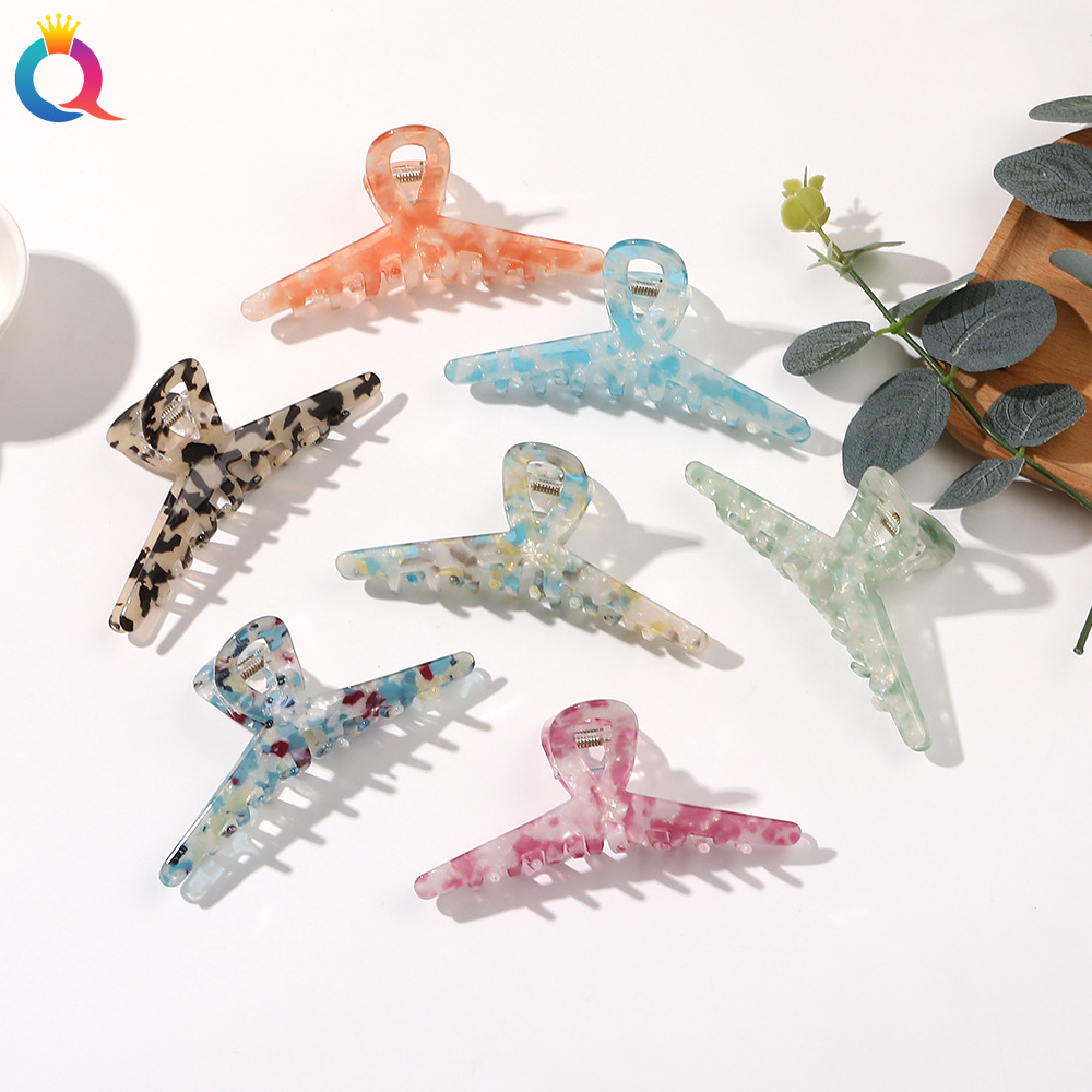 Qiyue Cross-border acetic Acid imitation hair clips, high-end style, hairpin, shark clip, semi-grip heating, wholesale accessories details Picture