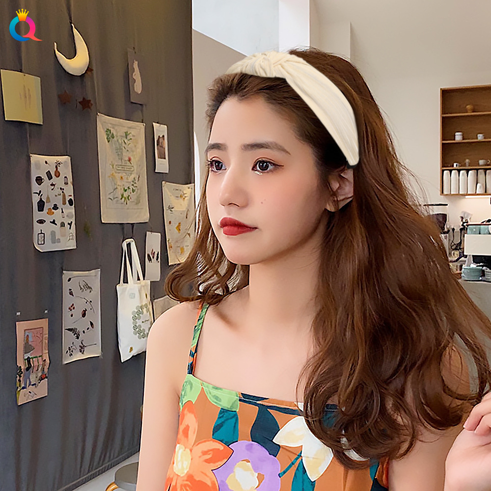 Qiyue Korean version striped hair band, high-end and simple woven headband, face wash hair hole, women's knot hair accessory, headaccessory wholesale full figure