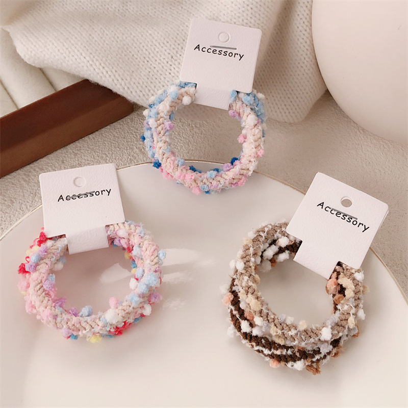 Maillard children's hair band, Rainbow Bean, versatile and durable ponytail hair tie, basic high-elasticity hair tie, leather band hair accessory Application Scenario