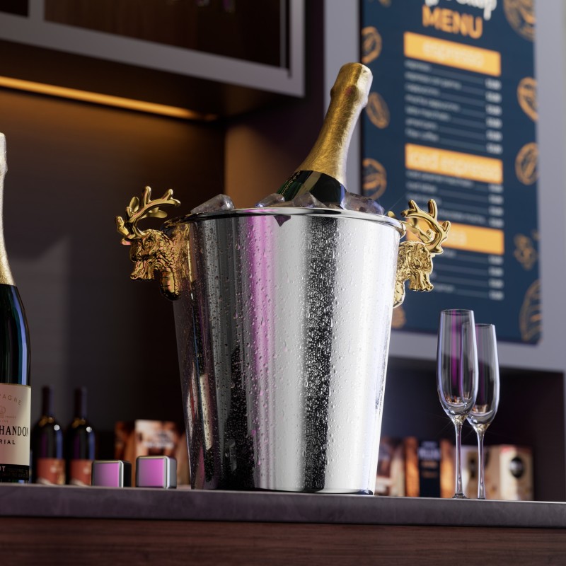 Stainless steel ice buckets, commercial bars, European-style champagne buckets, ice cube buckets, thickened faucet buckets, beer buckets, wine buckets details Picture