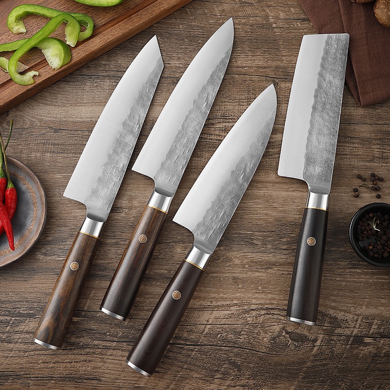 Cross-border export chef knives, hand-forged stainless steel kitchen knives, solid wood hand-handled clam blades, meat cutting knives in stock details Picture