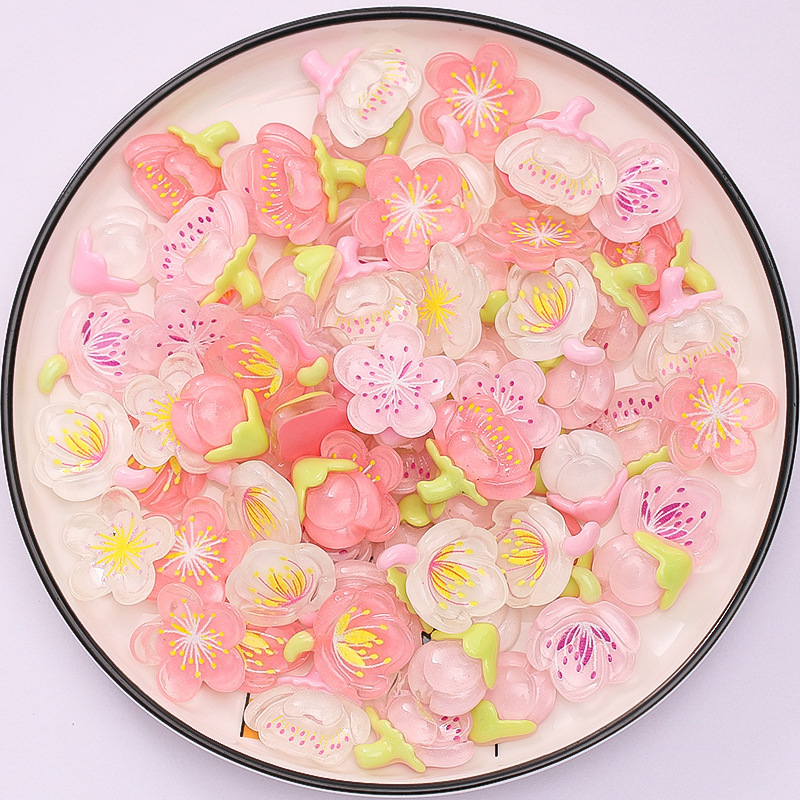Resin accessories, cherry blossom flower children's hair clips, DIY materials, cream glue accessories, headwear and hair accessory wholesale details Picture