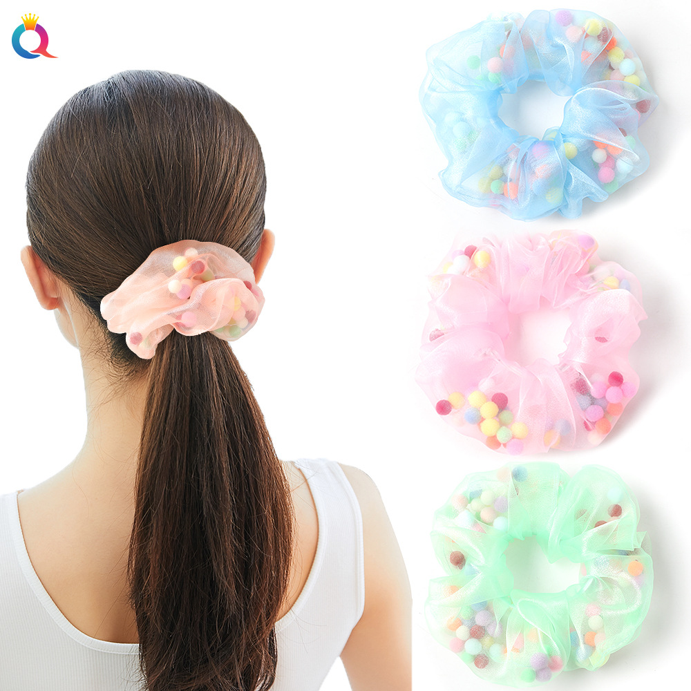 Qiyue Spring/Summer Cotton Candy Ougensha Colorful Fruit Balls, Large Intestine Hair Rings, Bath Balls, Flower Balls, Intestinal Rings C126 details Picture