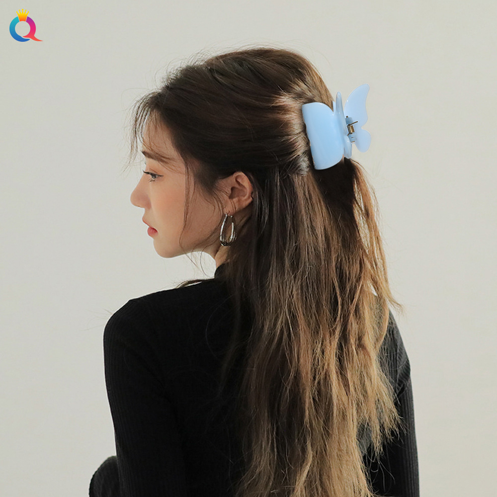 Wholesale of Qiyue Korean version large acrylic hair clips, super fairy updo, butterfly-shaped hair grips, and girl bun hair accessories Specification drawing