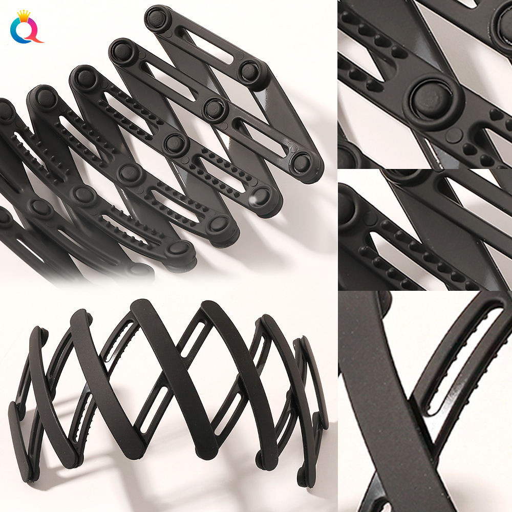 Qiyue's new ABS stretchable hairband is a portable folding headband for women's invisible hair holes with teeth and anti-slip features details Picture