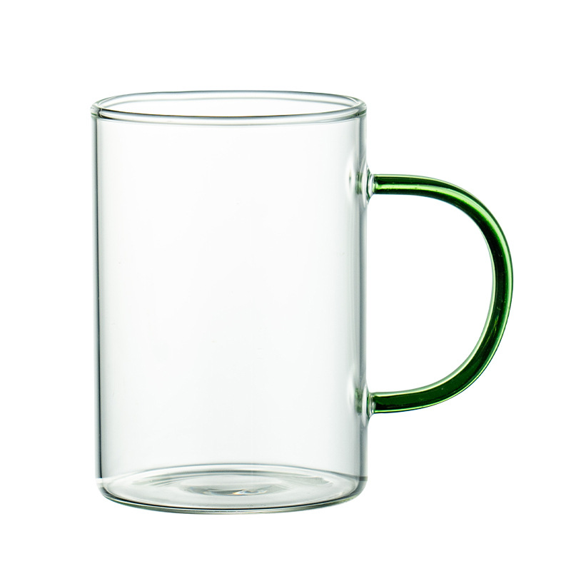 New high borosilicate glass water cup, heat-resistant coffee cup, light luxury heat-resistant high-temperature zone handle glass cup, household guest tea cup Item Picture