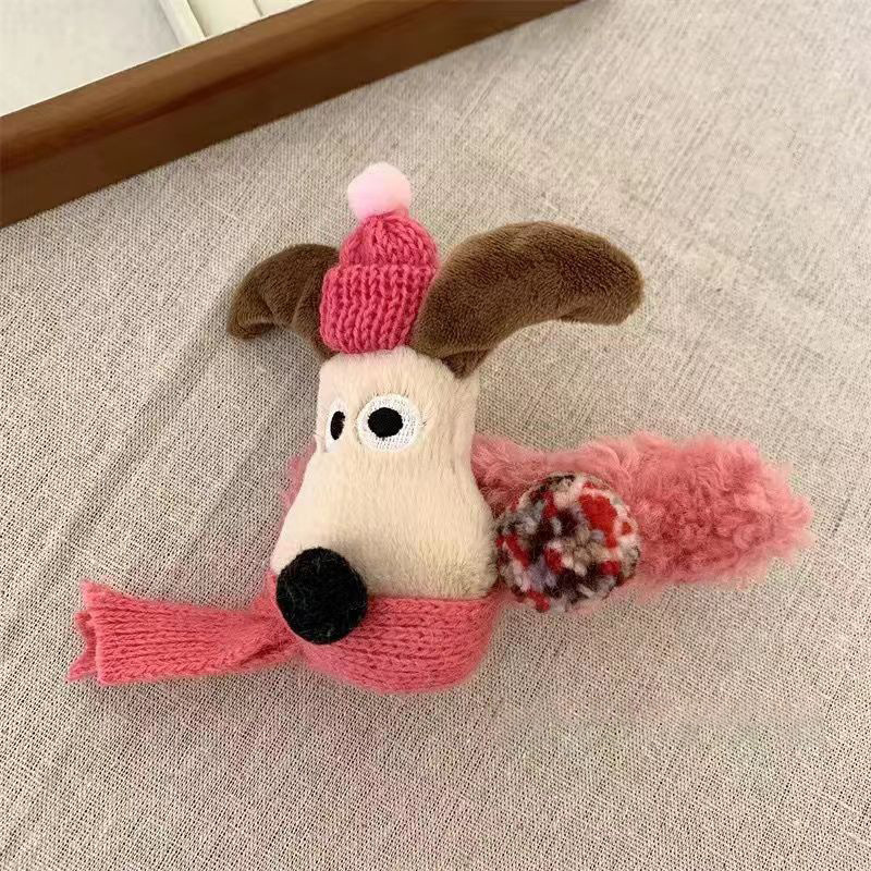 In 2025, a new large spring and summer plush bun hair accessory with a duckbill clip on the back of the head and a cute big face dog hair clip for girls will be launched Specification drawing