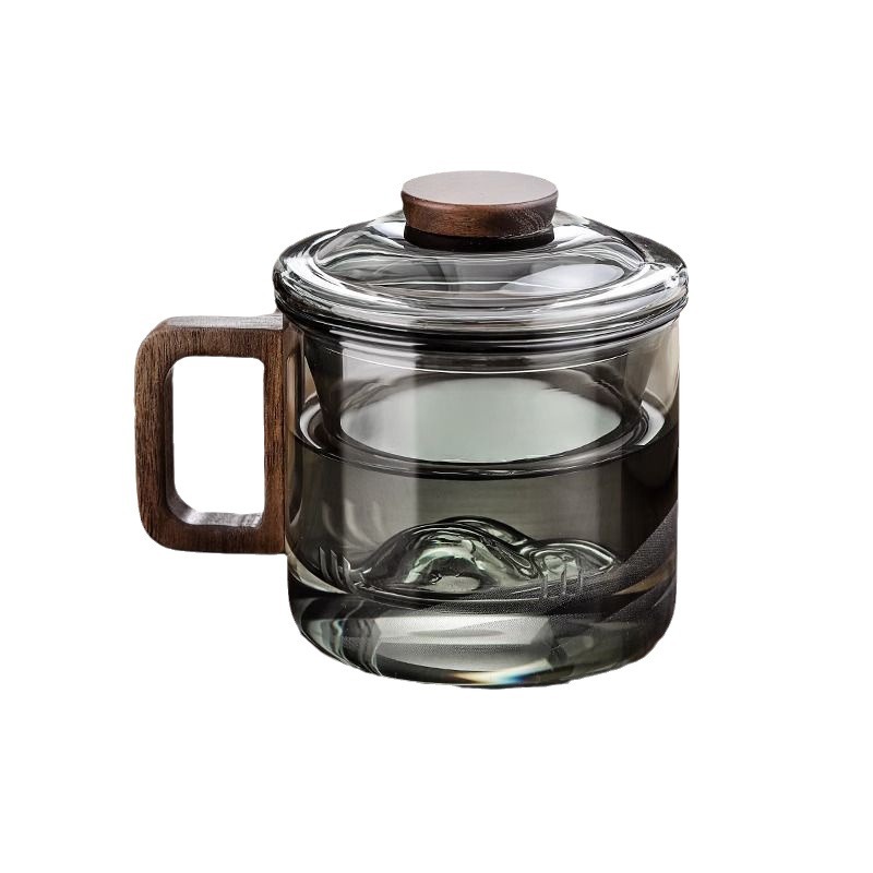 Large-capacity green tea cup for men in the office, glass cup with filter and tea water separation, household tea brewing cup Item Picture