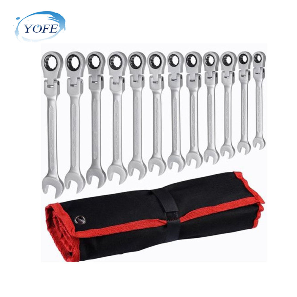 12-piece 7-piece set of adjustable head ratchet wrench kit, set, hanging bag, fully polished CRV72 teeth, adjustable head in stock full figure