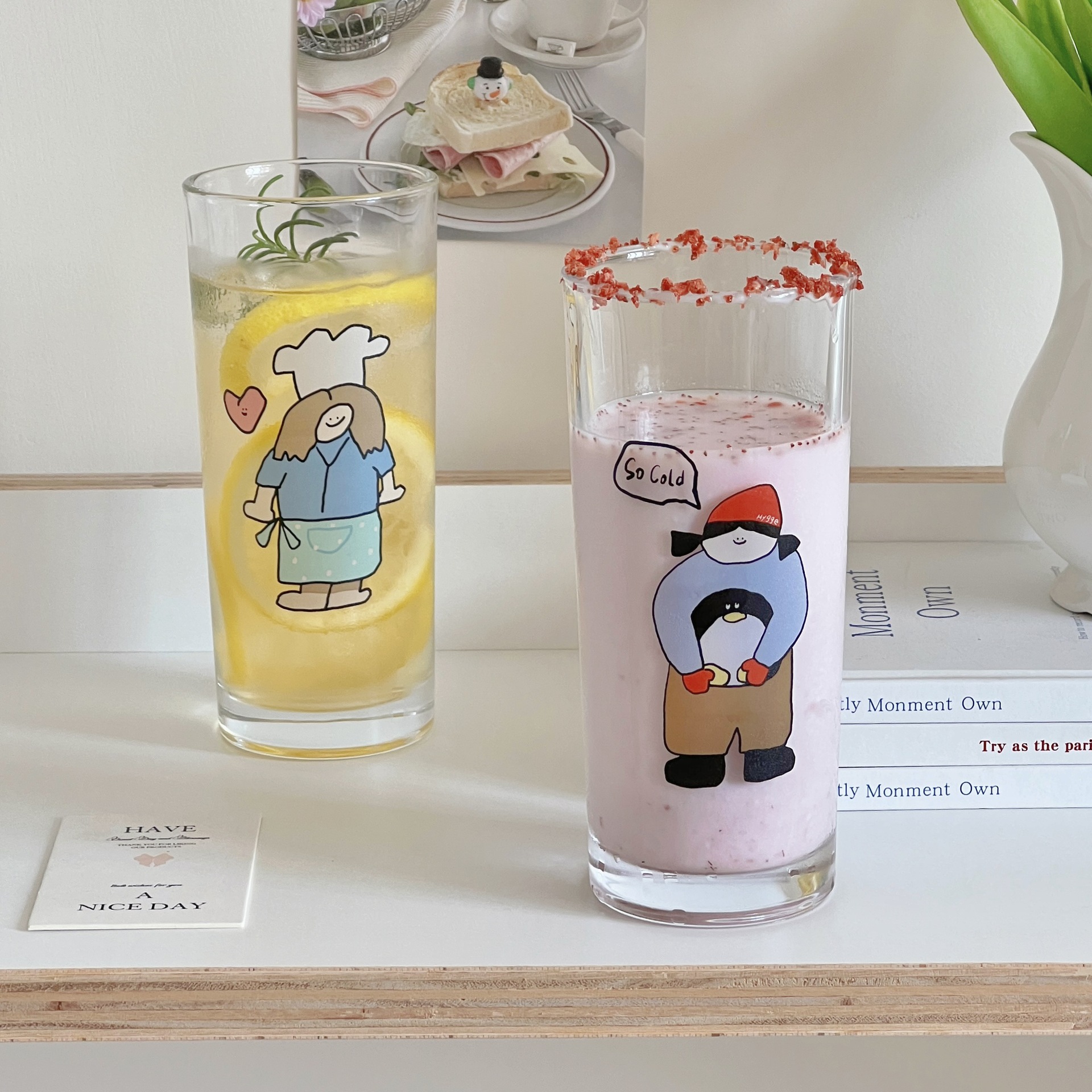 Bolimei Ins-style straight home glass cups, simple and cute juice cups, milk cups, coffee cups and breakfast cups full figure