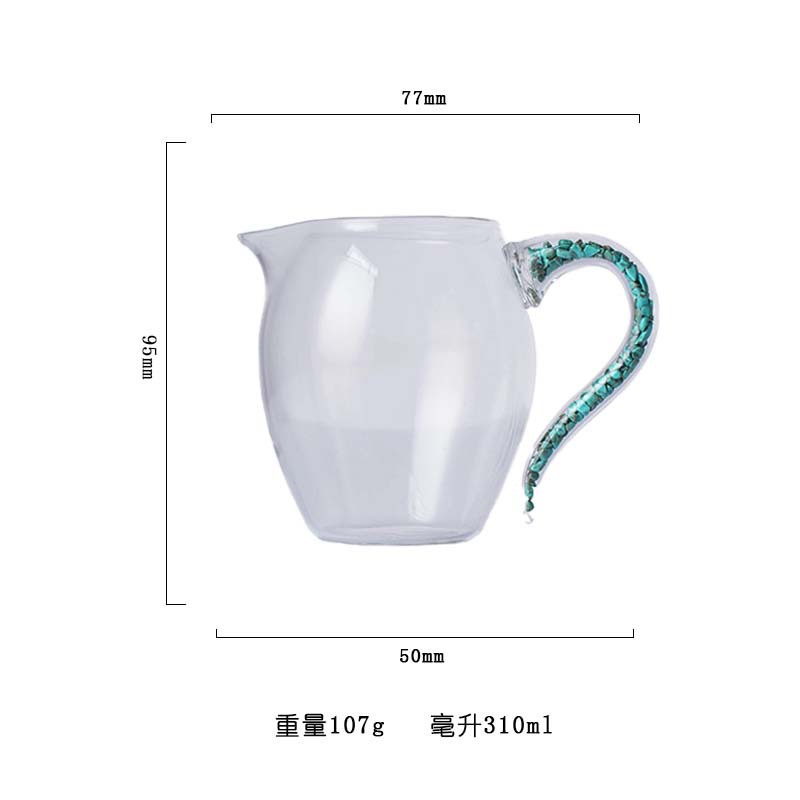 High-end turquoise fair cup, transparent heat-resistant glass, high appearance level, tea sea tea divider, kung Fu tea ceremony beverage crystal Item Picture