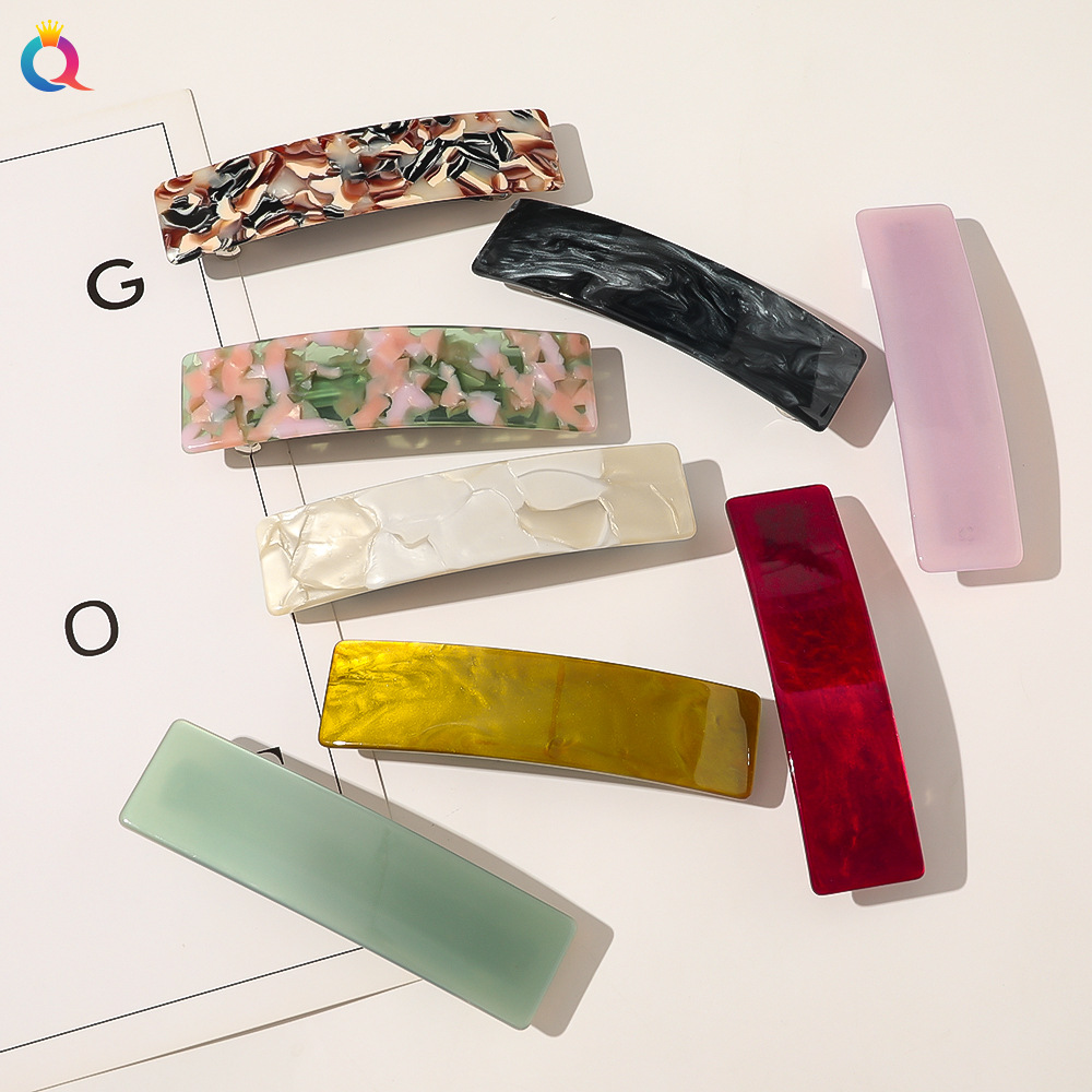 Qiyue square-shaped grab clip, acetate sheet spring clip, coil hair clip, forest-style hair accessory, headwear for women details Picture
